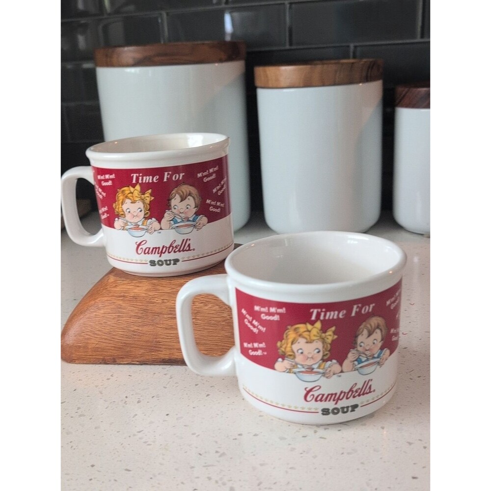 Vintage Campbell's "Time For Soup" Red Soup Mug - Set of 2